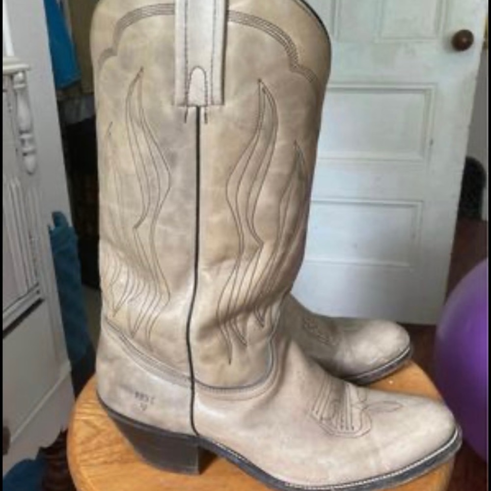 Frye Mens 10.5 leather Western Boots Tan|Gray